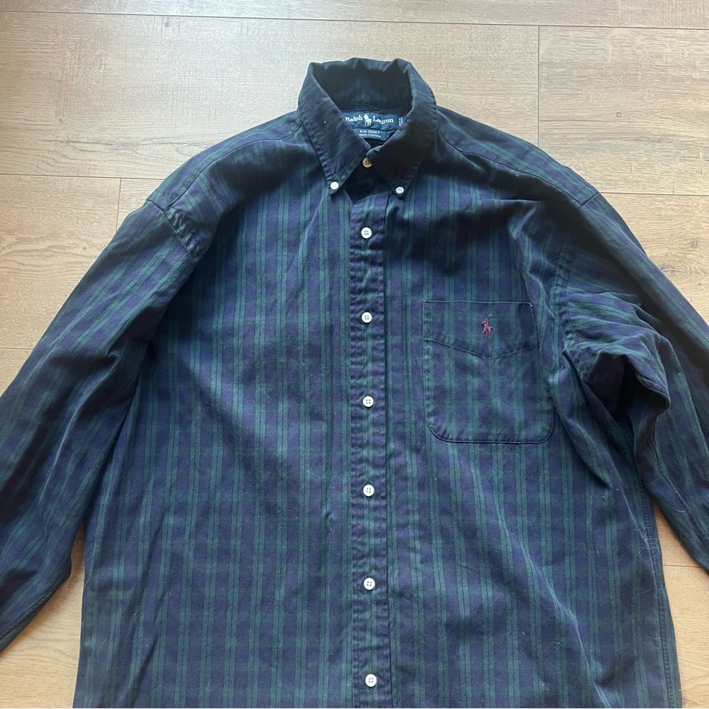 Ralph Lauren Men’s Green Navy Plaid Button Down Shirt Size Medium - Picture 9 of 9